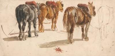 Three Cart-Horses in Traces by Peter de Wint